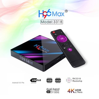 H96 Max Rk3318 Caixa De Tv Android 9.0 Quad-Core Hd Lecteur De Streaming Multim Dia 2 / 4g + 16 / 32 / 64g Parise Europ Enne