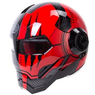 Capacete Para Motocicleta De Ferro Fresco Retro Personalidade locomotiva capacete completo retrô do Homem de Ferro (9)
