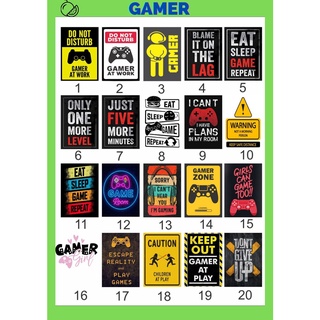 GAMER 01 a 20 - Quadro decorativo 14cm x 20cm mdf - nerd - geek - games - jogos - 11001 a 11020