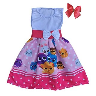 Vestido Infantil de Festa Temático Bolofofo Rosa - Roupa/Fantasia com Laço Boutique