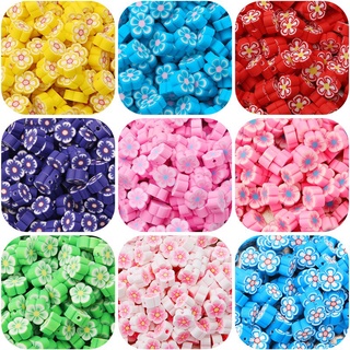 30 Pcs 10mm Flor Contas De Impressão Polymer Clay Beads Cor Misturada Spacer Para Fazer Jóias
