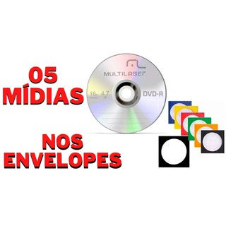 05 unidades de Mídia Virgem DVD-R 4.7gb 16x - Multilaser