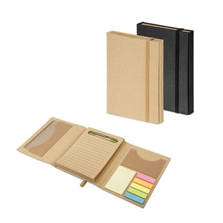 Kit Escritório ecológico com bloco reciclado, caneta, régua e notas post adesivo adesivadas para escrever (1)