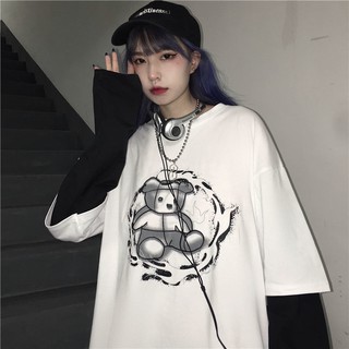 (Puu) Duas Camisetas Infantis De Manga Comprida, Roupas Femininas 2020 Nova Vers O Coreana Em Harajuku Dark Wi (1)