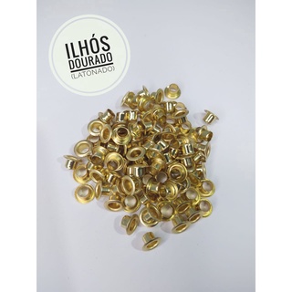 Ilhós Dourado nº54 latonado - Pacote com 15g aproximadamente 100 unidades
