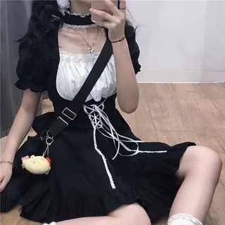 Japonês Puff Sleeve Vestido Da Empregada Doméstica Macio Menina Lolita Ginásio Bonito Preto Pequeno Brother Estilo Especial