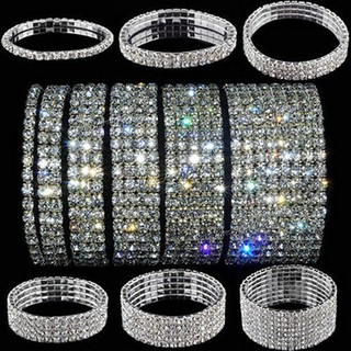 Bracelete Feminino Largo Multi-Camadas Com Cristal De Strass