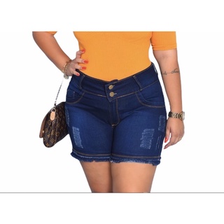 Short Jeans Feminino Cintura Alta Plus Size Com Lycra