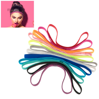 12Pcs Sports Headbands Slim Hairband Elastic Anti-slip Bands with Silicone Lined Sweatband for Women and Men