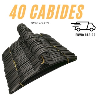 40 Cabides Plástico Preto KIT