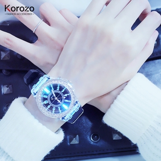 🌟【✅KOROZO】🌟 Luminous Watch Korean Fashion Trend Personality Rhinestone Led Male Female Student Couple Jelly Quartz Watch (3)