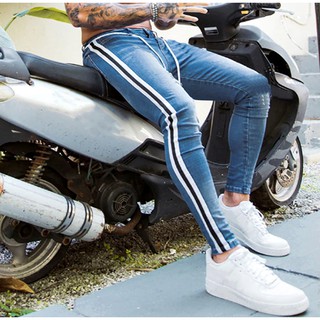 Calça Jeans Masculina Slim Skinny com laycra elastano Faixa Lateral Varias Cores Modelos Exclusivos. (2)