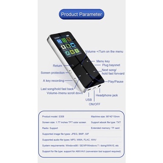 Mp3 Mp4 Player De Música 1.8 Polegadas De Metal Touch Bluetooth 4.2 Suporta Cartão, Com Alarme De Fm E-Book (9)