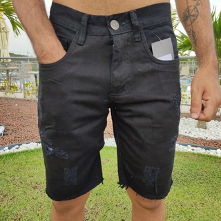 bermudas jeans masculino slim estilo destroyed com jato de tinta lançamento a pronta entrega (5)