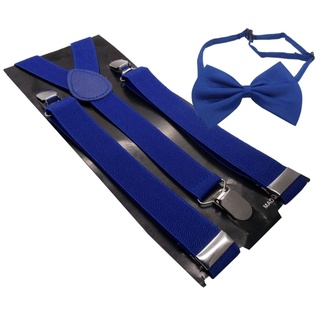 azul royal kit suspensório +gravata borboleta pronta entrega adulto