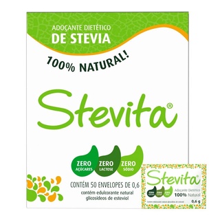 Adoçante Pó Stevita Sweetener Eritriol 50 Envelopes de 0,6g