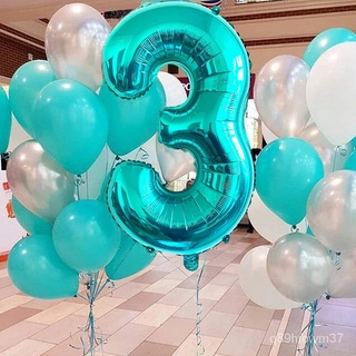 Balão de folha digital azul Tiffany 32 polegadas decoração de festa de aniversário arranjo de cena de aniversário de casamento
