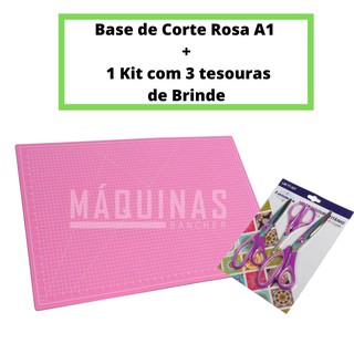 Base De Corte Rosa A1 90x60 + kit 3 Tesoura Titânio De Brinde