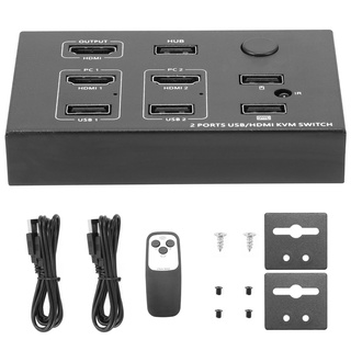 Lanjiangshop KC-KVM201P 4K USB HDMI-Compatible KVM Switch Box Video Display Plug and Play Switch Splitter for 2 PC Sharing Keyboard Mouse Printer (1)