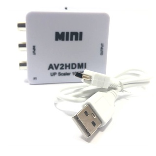 Mini Adaptador Conversor Branco Para Áudio E Vídeo Rca Para Hdmi AV2HDMI Completo 1080p Full HD P/ Tv Monitor Pc