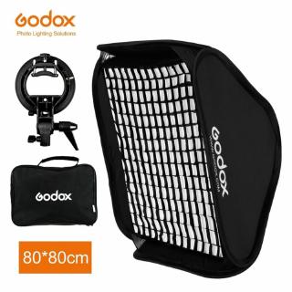 Godox 80x80cm Honeycomb Grid Foldable Softbox + S-Type Bracket Bowens Mount Holder + Bag for Studio Flash Speedlite