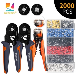 HSC8 6-6/6- 4A Pliers Multifunctional Wire Stripper Crimping Tool Kit - Self-Adjusting Cutter Crimper,With 2000Pcs Tube Terminal