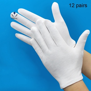 12 Pares De Luvas Macias Brancas De Algodão Para Jóias/Luva Protetora De Mãos Trabalho