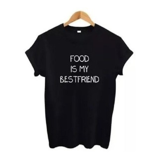 Camiseta Baby Look Food Is My Best Friend Comida Blusa