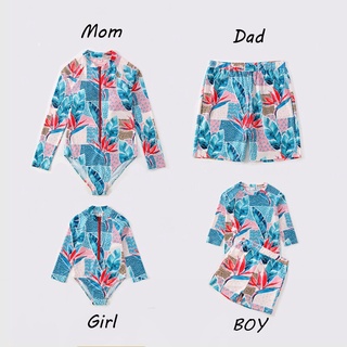 Família olhar folha maiôs mãe filha correspondência banho pai filho nadar shorts mamãe e me trajes de banho roupas (4)