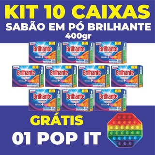 Kit com 10 Sabão em Pó Brilhante Limpeza Total 400g + pop it