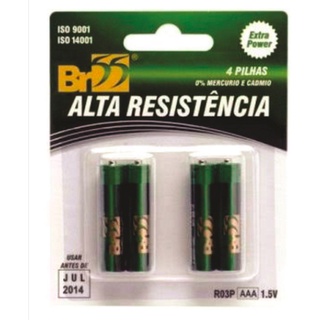 Kit 4 Pilhas Palito Bateria AAA Alta Resistência - 1,5v BR55