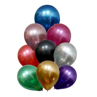 5 Unid - Balão Bexiga 5 Pol Metalizado Cromado Aluminio Platino para Bubble/Topo de Bolo (2)