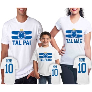 Camiseta CRUZEIRO Kit Pai Mae e Filho personalizada