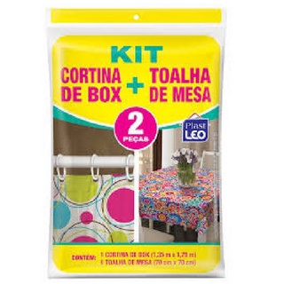 kit cortina box de banheiro + toalha de mesa promoção