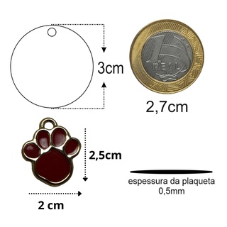 Coleira para Cachorro Médio e Grande Porte com Plaqueta de Identificação Nome e Telefone PETS (7)