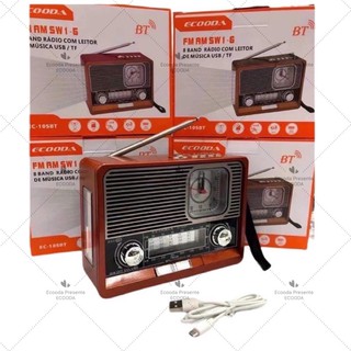 Rádio Com Relógio Retrô Vintage Am/fm Bluethoot Usb Bateri EC-105 (3)