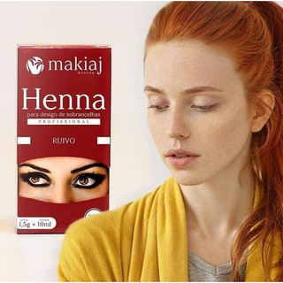 Henna p/ Sobrancelhas Ruiva Makiaj Makeup 1,5g Henna e 10ml fixador