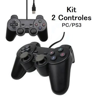 Kit 2 Controles Joystick Manete Usb Para Pc Notebook Ps3 Playstation 3 Envio Imediato