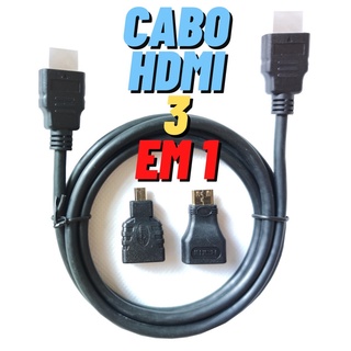 Cabo HDMI 3 em 1 Adaptador 3 Pontas TV Video Game Monitor 1080p