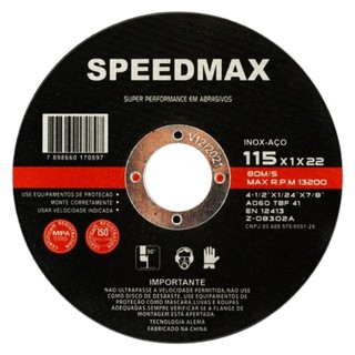 Disco De Corte Fino Aço Inox E Ferro Esmerilhadeira 4.1/2 X 1,0mm X 7/8 - Speedmax