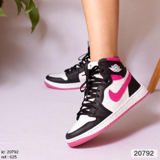Tênis Botinha Nike Air Jordan Chicago Mid 1 de Cano Alto Feminino - Cinza e Rosa - Super Promoção!! (7)