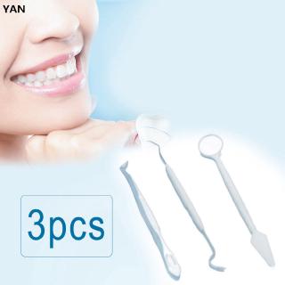 3 Pçs Kit de Instrumentos Odontológicos Espelho Bucal/Sonda/Pinça