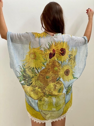 Kimono Doze Girassóis numa Jarra - Van Gogh