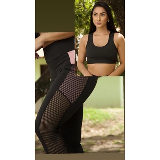 kit calça conjunto tela toda mais top cropped moda fitness para malhar e atividades esportivas