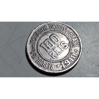 cd - 139 : moeda de 100 reis 1918 mbc ,data rara