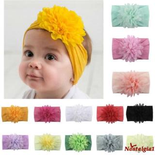 Perfurar-Meninas Do Bebê Da Criança Turbante Sólidos Headband Faixa De Cabelo Arco Acessórios Para O Cabelo Flor