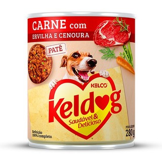 Patê Lata Keldog Sabor Carne com Ervilha e Cenoura 280g - Para Cães