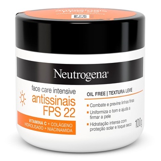 Creme Facial Neutrogena Face Care Intensive Antissinais FPS22 com 100g