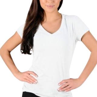 Baby Look Camiseta Feminina Básica Lisa Algodão Branco Gola V Preço Baixo !!