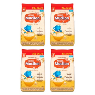Kit contendo 4 Pacotes individuais de Mucilon Arroz e Aveia Cereal Infantil Sachê 210g e Ganhe 20g (Mingau)